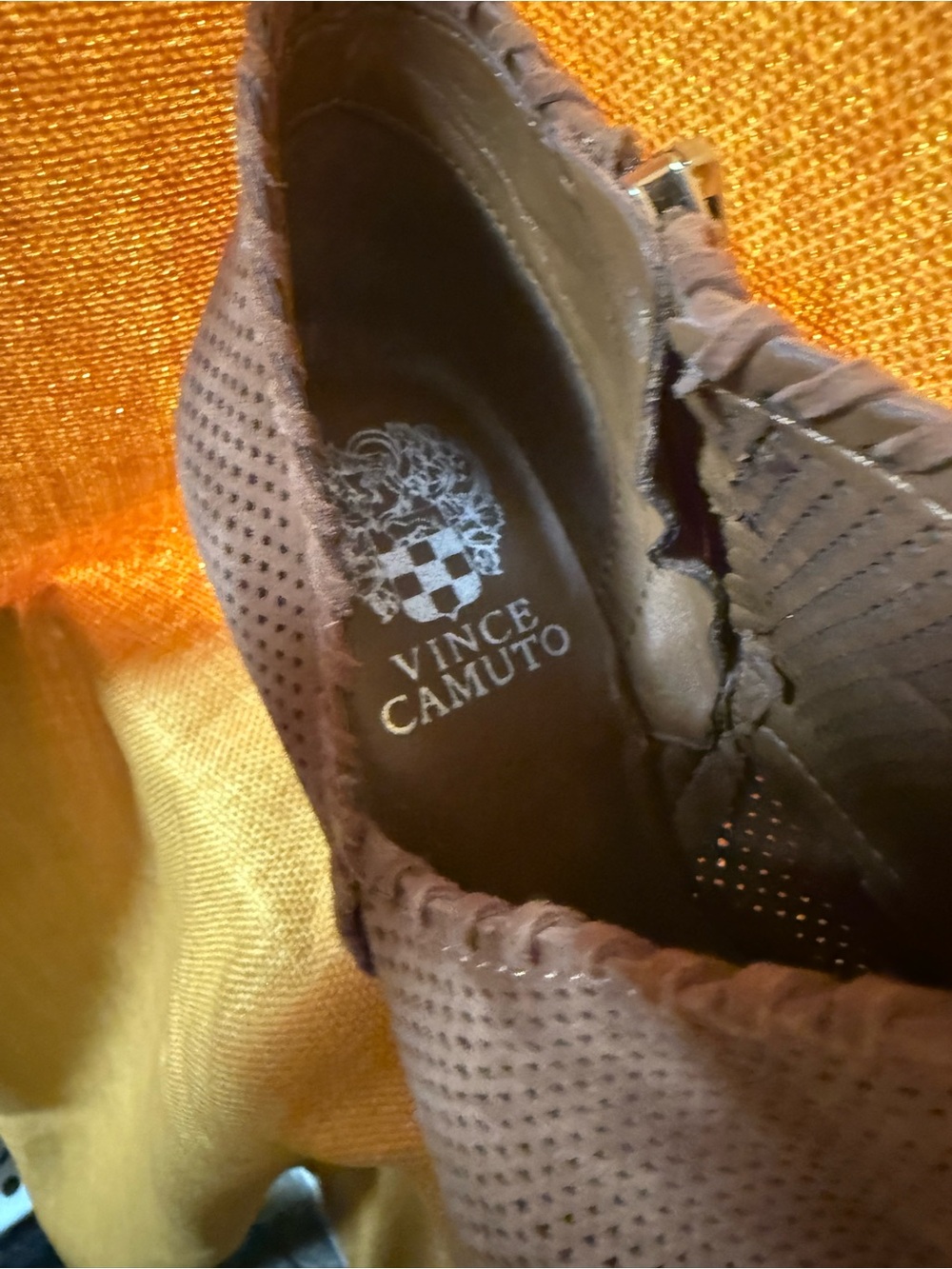 Vince Camuto Brown Perforated Suede Ankle Booties - Picture 3 of 6